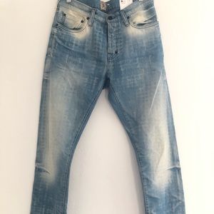 Mens PRPS Designer light wash denim jeans